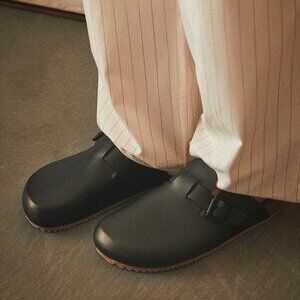 Leather Clogs with Buckle